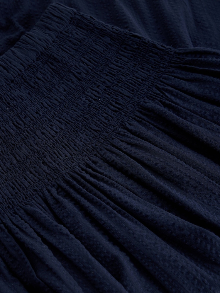 White Stuff Blue Suri Shirred Midi Skirt - Image 6 of 6