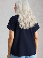 White Stuff Navy Blue Orla Button Through Shirt - Image 2 of 6