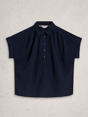 White Stuff Navy Blue Orla Button Through Shirt - Image 5 of 6