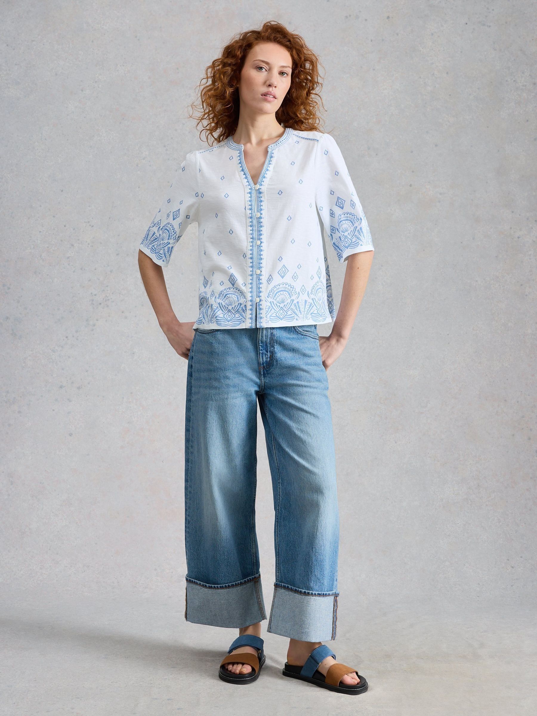 Buy White Stuff Blue Lizzie Border Embroidered Top from Next Canada