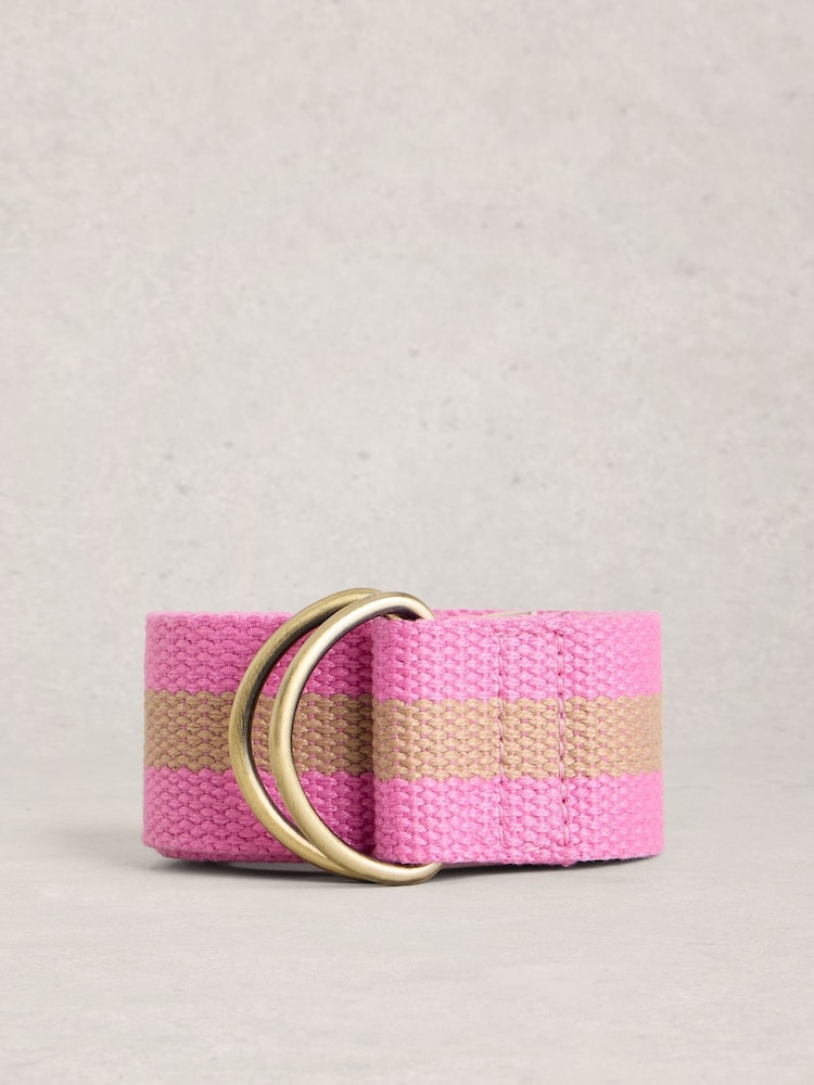 White Stuff Pink Striped Webbing Belt - Image 1 of 3
