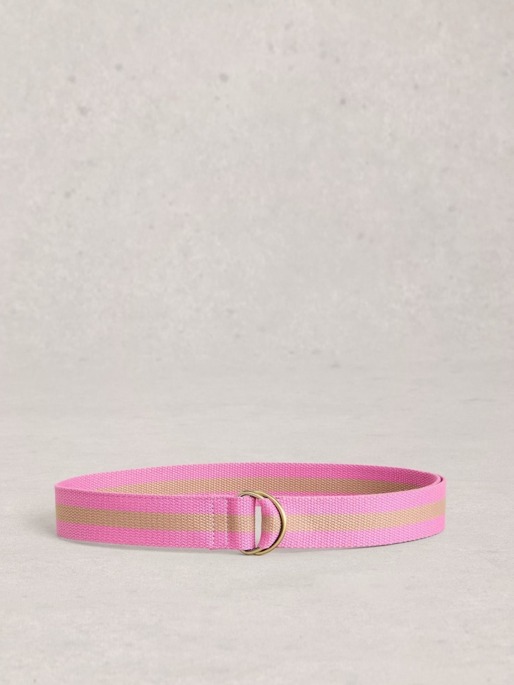 White Stuff Pink Striped Webbing Belt - Image 2 of 3