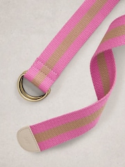 White Stuff Pink Striped Webbing Belt - Image 3 of 3