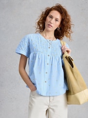 White Stuff Blue Tammie Cotton Shirt - Image 1 of 6