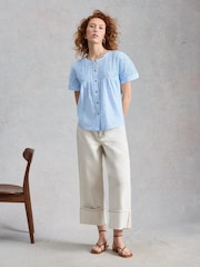 White Stuff Blue Tammie Cotton Shirt - Image 3 of 6
