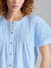 White Stuff Blue Tammie Cotton Shirt - Image 4 of 6