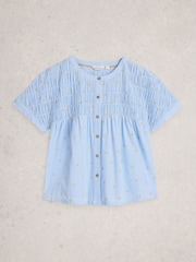 White Stuff Blue Tammie Cotton Shirt - Image 5 of 6