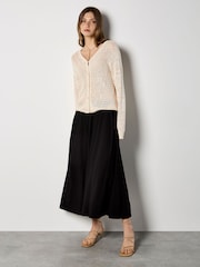 Apricot Natural Chevron Pointelle Knit Cardigan - Image 4 of 4