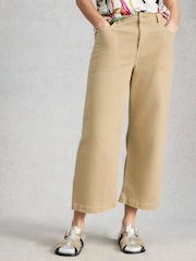 White Stuff Green Tia Wide Leg Crop Jeans - Image 1 of 4