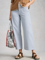 White Stuff Blue Tia Wide Leg Crop Jeans - Image 1 of 6