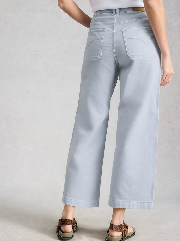 White Stuff Blue Tia Wide Leg Crop Jeans - Image 2 of 6