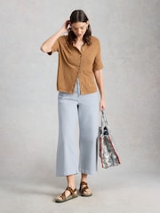 White Stuff Blue Tia Wide Leg Crop Jeans - Image 3 of 6