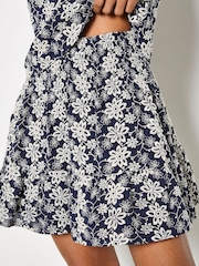 Apricot Blue Floral Embroidered Mini Skirt - Image 1 of 5