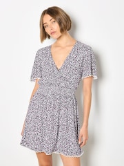 パープル - Apricot Ditsy Floral Gold Foil Mini Dress - 画像 1 / 4