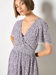 パープル - Apricot Ditsy Floral Gold Foil Mini Dress - 画像 3 / 4