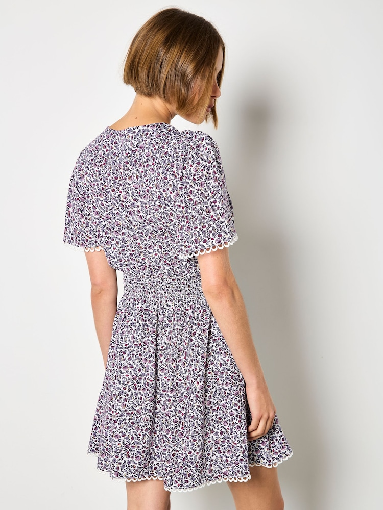 パープル - Apricot Ditsy Floral Gold Foil Mini Dress - 画像 4 / 4