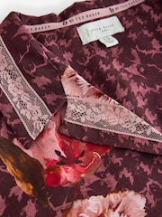 B by Ted Baker Chocolate Brown Floral Viscose Nylon Button Thorugh Pyjamas Set with Lace detail - 圖片 11，共 14