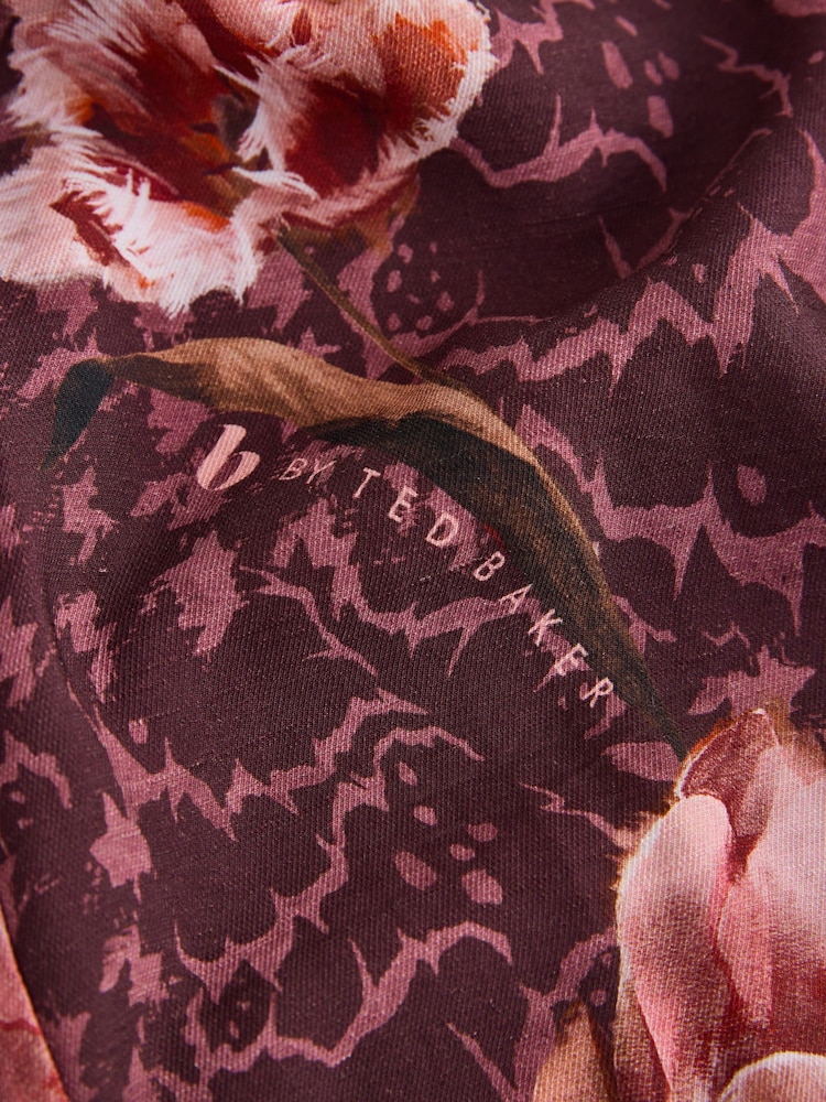 B by Ted Baker Chocolate Brown Floral Viscose Nylon Button Thorugh Pyjamas Set with Lace detail - 圖片 14，共 14