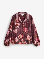 B by Ted Baker Chocolate Brown Floral Viscose Nylon Button Thorugh Pyjamas Set with Lace detail - 圖片 9，共 14