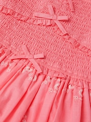 Monsoon Pink Embroidered Puff Sleeve Smocked Dress - Image 3 of 3