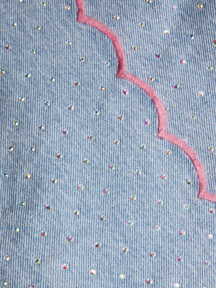 Monsoon Blue Rhinestone Scallop Denim Skort - Image 4 of 4 Monsoon Blue Rhinestone Scallop Denim Skort - Image 4 of 4