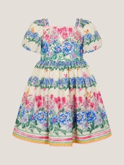 Monsoon Cream Clara Floral Puff Sleeve Dress - Image 1 of 3