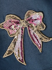 Monsoon Blue Sequin Bow Kick Flare Leggings - Image 2 of 2