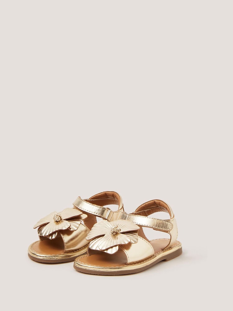 Monsoon Baby Flower Metallic Leather Sandals - Image 1 of 3