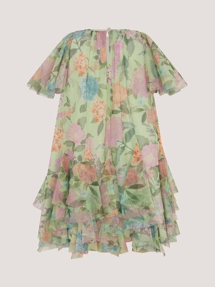 Monsoon Green Nessa Floral Ruffle Swing Dress - Image 2 of 3