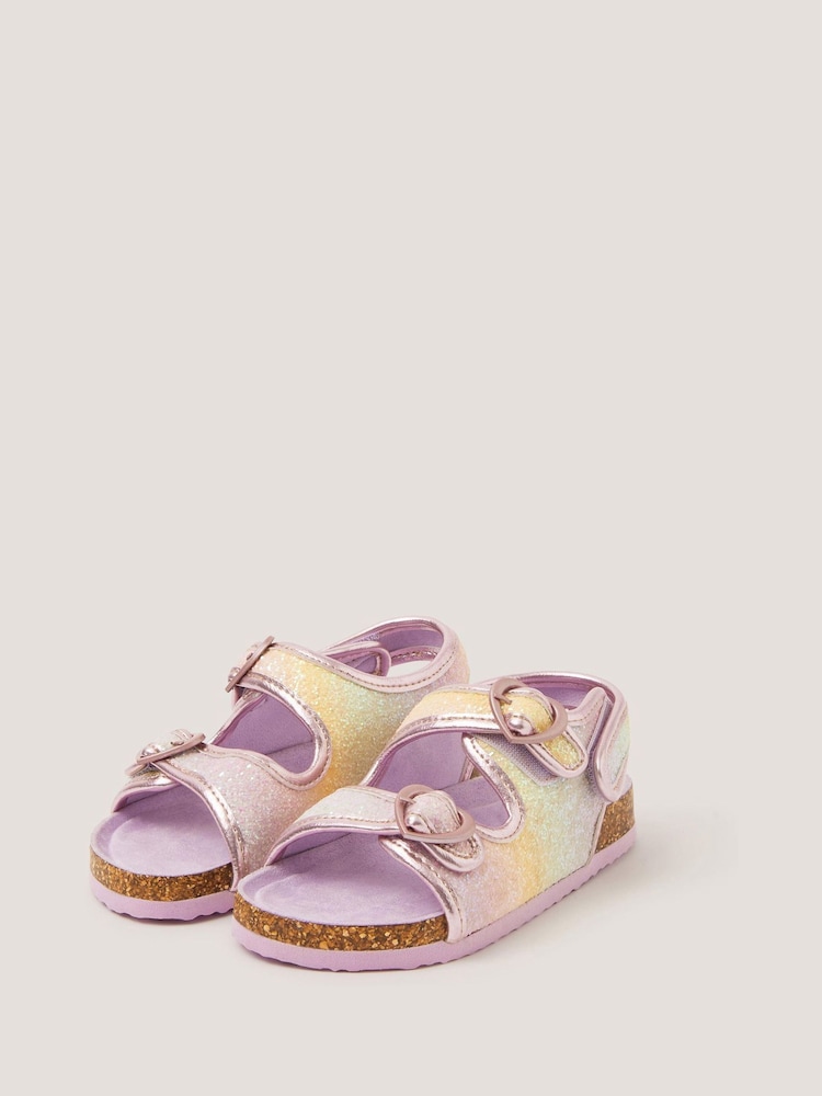 Monsoon Purple Rainbow Heart Buckle Sandals - Image 1 of 3