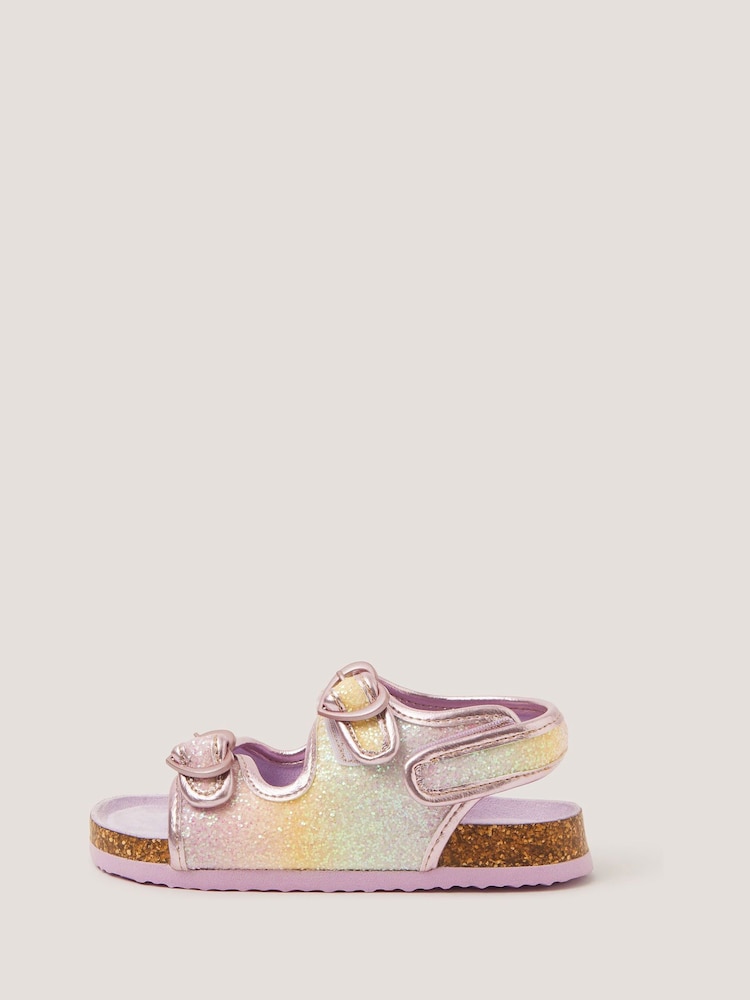 Monsoon Purple Rainbow Heart Buckle Sandals - Image 2 of 3