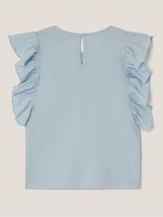 Monsoon Blue Floral Embroidered Frill T-Shirt - Image 2 of 3