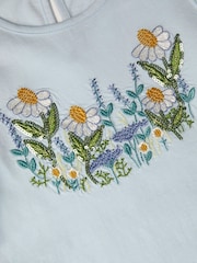 Monsoon Blue Floral Embroidered Frill T-Shirt - Image 3 of 3