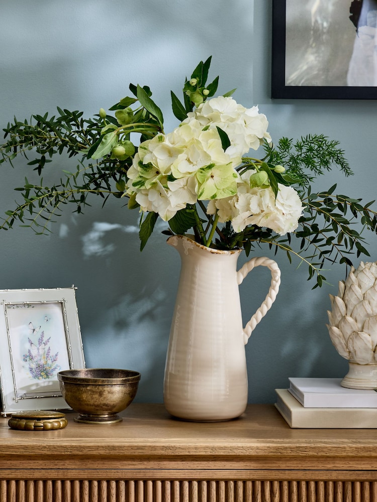 Laura Ashley Cream Twisted Handle Jug Vase - Image 1 of 5