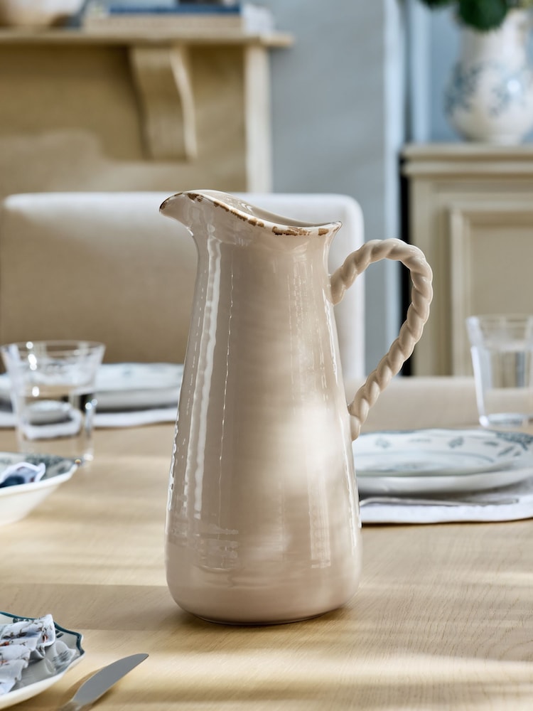 Laura Ashley Cream Twisted Handle Jug Vase - Image 2 of 5