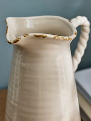 Laura Ashley Cream Twisted Handle Jug Vase - Image 4 of 5