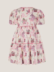 Monsoon Cream London Print Puff Sleeve Dress - Image 1 of 3