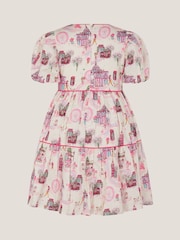 Monsoon Cream London Print Puff Sleeve Dress - Image 2 of 3