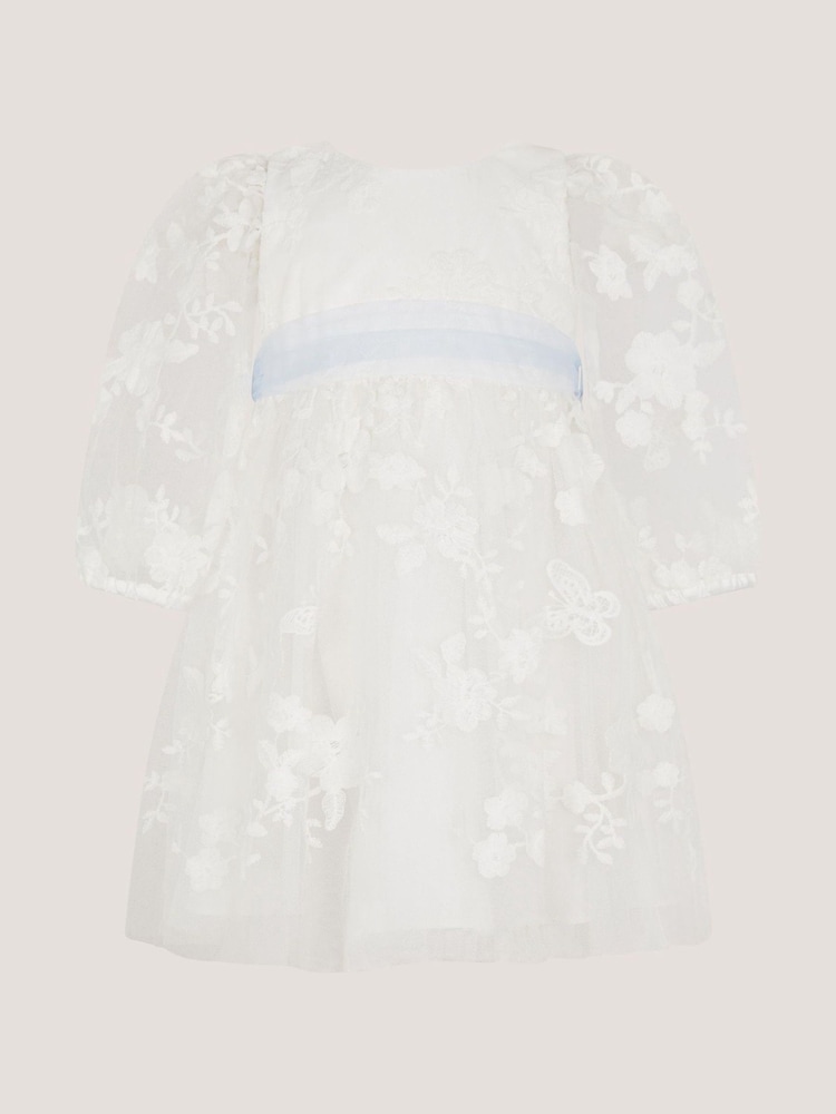 Monsoon Cream Baby Beatrice Floral Embroidered Tulle Dress - Image 1 of 3