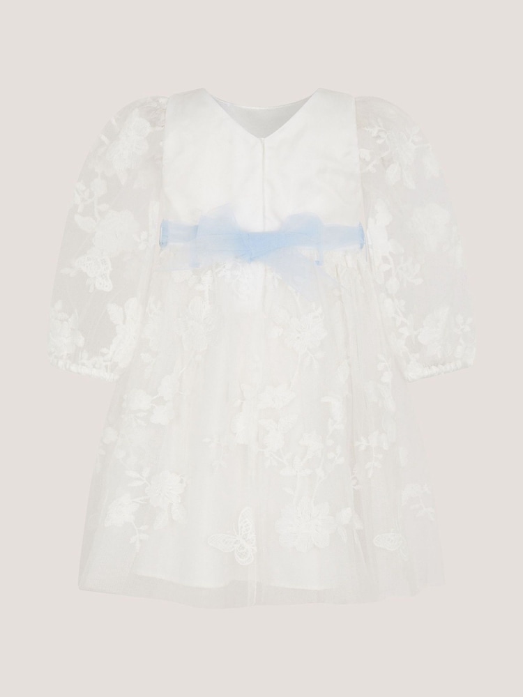 Monsoon Cream Baby Beatrice Floral Embroidered Tulle Dress - Image 2 of 3