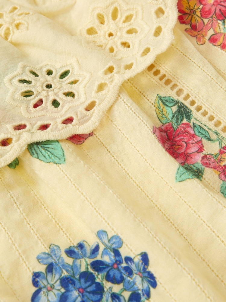 Monsoon Yellow Sasha Floral Broderie Dress - Image 5 of 5 Monsoon Yellow Sasha Floral Broderie Dress - Image 5 of 5