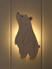 Lights4fun Natural Bear Children's Wall Light with Infrared RC - Image 4 of 6