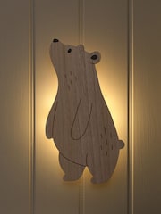 Lights4fun Natural Bear Children's Wall Light with Infrared RC - Image 5 of 6