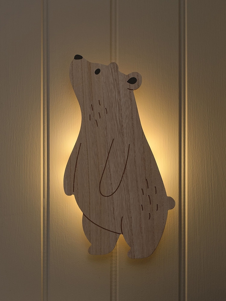 Lights4fun Natural Bear Children's Wall Light with Infrared RC - Image 6 of 6