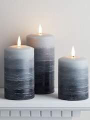 Lights4fun TruGlow Stacked Grey LED Pillar Candle Trio with Remote Control - Image 2 of 2