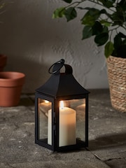 Lights4fun Black 25cm Albury Garden Lantern with TruGlow Candle - Image 1 of 6