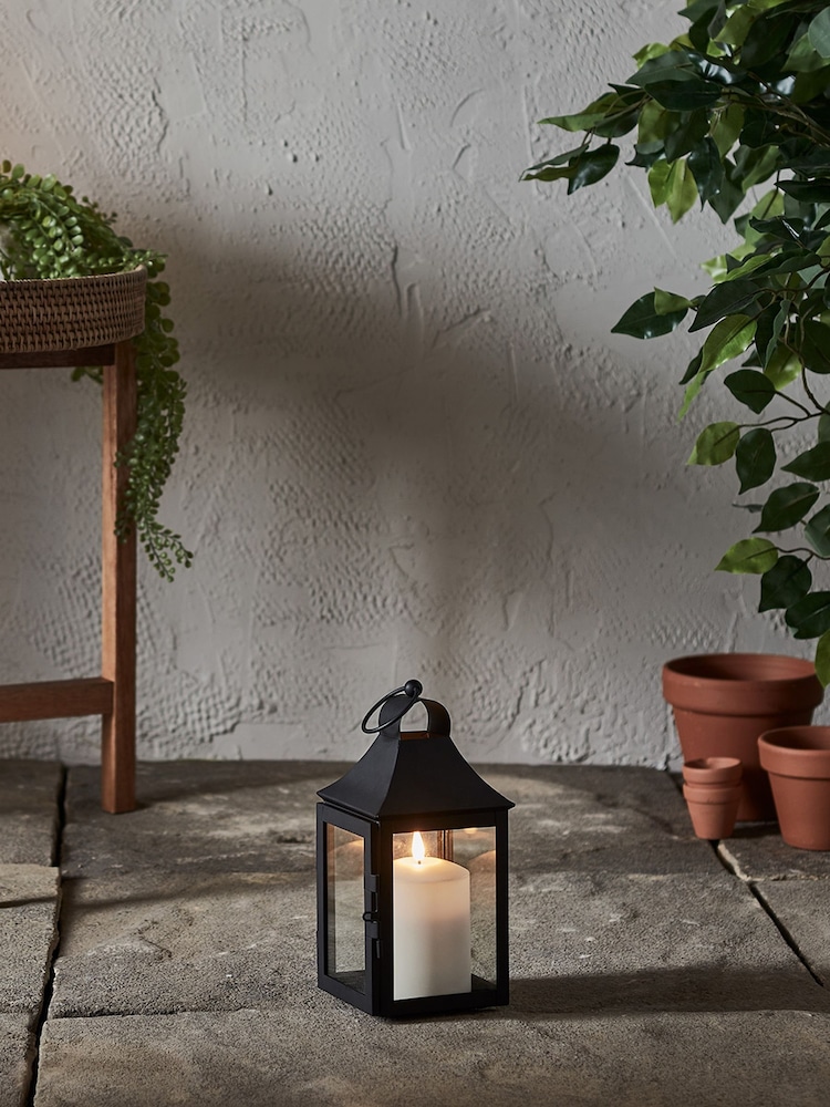 Lights4fun Black 25cm Albury Garden Lantern with TruGlow Candle - Image 2 of 6