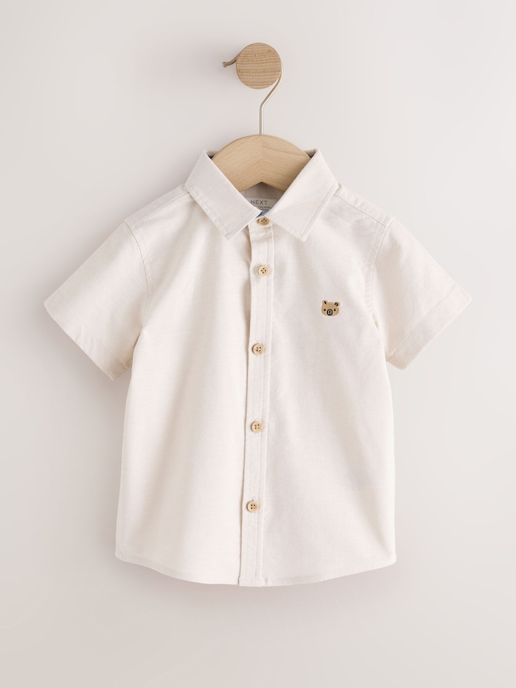 Ecru Character Short Sleeve Oxford Shirt (3mths-7yrs) - Image 1 of 4 Ecru Character Short Sleeve Oxford Shirt (3mths-7yrs) - Image 1 of 4