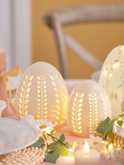 Lights4fun Set of 2 White LED Porcelain Eggs BO - Image 3 of 6