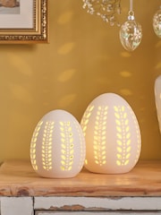 Lights4fun Set of 2 White LED Porcelain Eggs BO - Image 4 of 6
